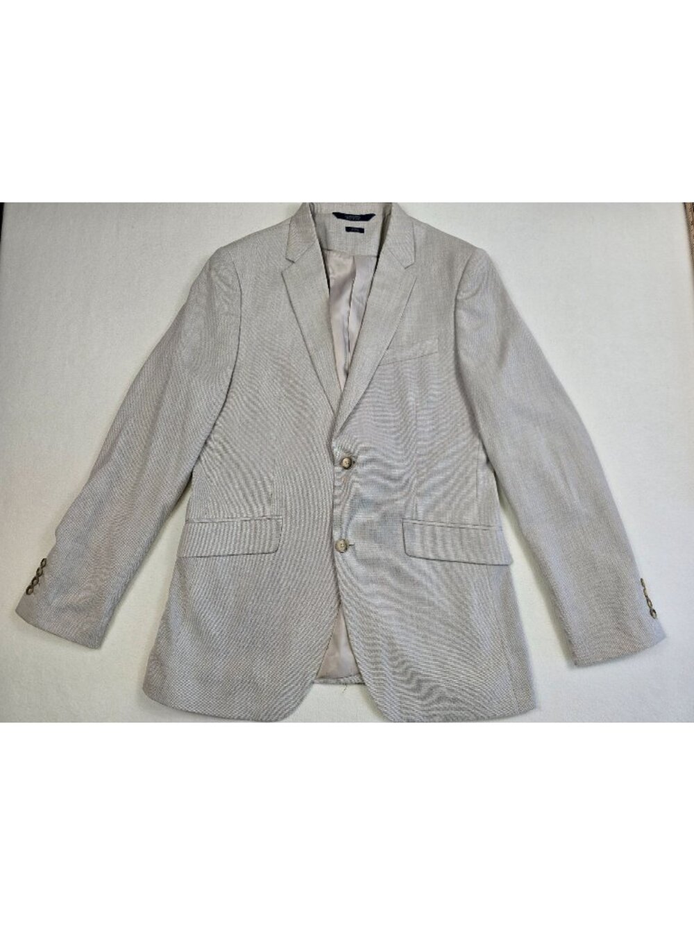 Perry Ellis Mens 40 Regular Slim Fit Stretch Beige Suit Blazer Jacket